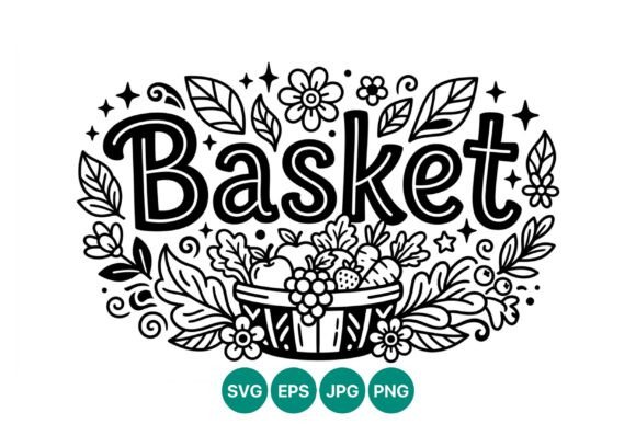 Basket with Fruits Flowers Vector: Graphics & Illustrations