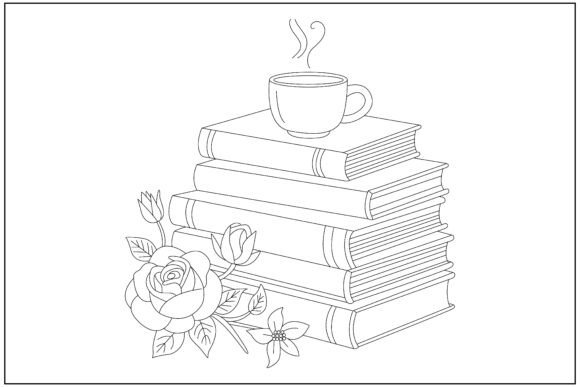 Books and Flowers Line Art: A Designer's Review