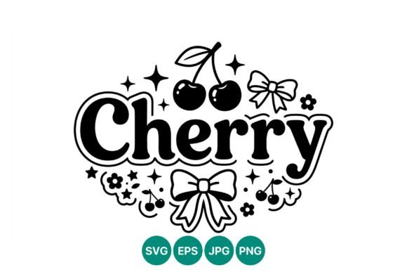 Cherry with Bows Flowers and Stars: Graphics for Local Business Branding