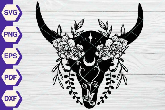 Cow Skull Flowers SVG: Graphics & Illustrations