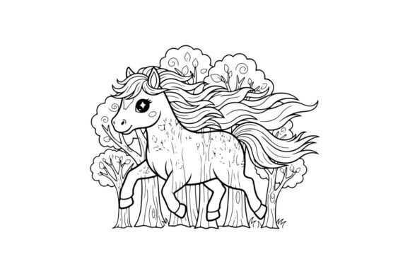 Cute Magical Unicorn with Flowers Vector