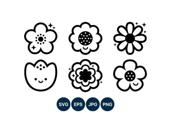 Cute Smiling Flowers: Graphics & Illustrations