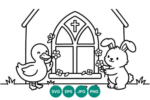 Duck Bunny Easter Church Vector: Graphics & Illustrations