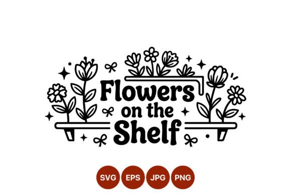 Flowers on Shelf Vector: Graphics & Illustrations