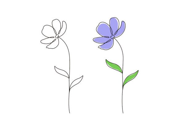 Flowers Plant with Blooming Petal Set: Graphics & Illustrations