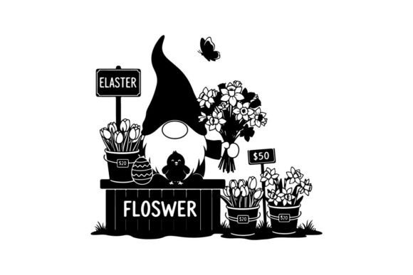 Gnome Selling Flowers: Graphics & Illustrations