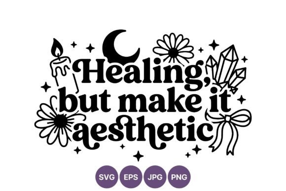 Healing Phrase Moon Candle: Graphics & Illustrations