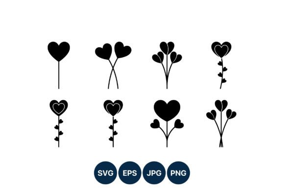 Heart Balloons & Flowers: Graphics and Illustrations