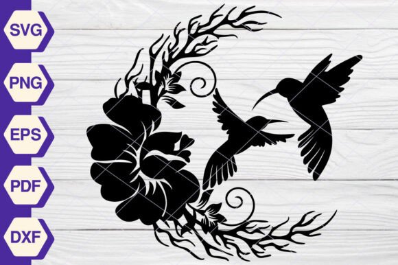 Hummingbird Flowers SVG EP379: Graphics & Illustrations
