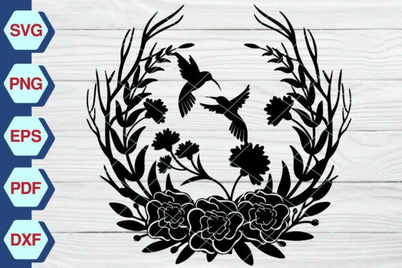 Hummingbird with Flowers SVG: Graphics & Illustrations