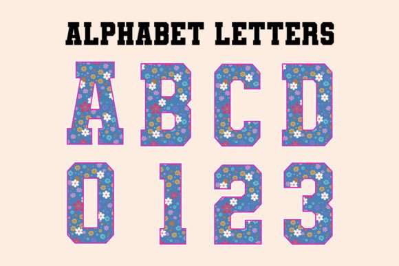 Neon Flowers Spring Alpha Letters Png: Graphics & Illustrations