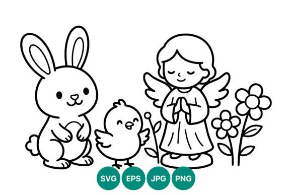 Review: Angel Praying Bunny Chick Flowers Vector for Embroidery