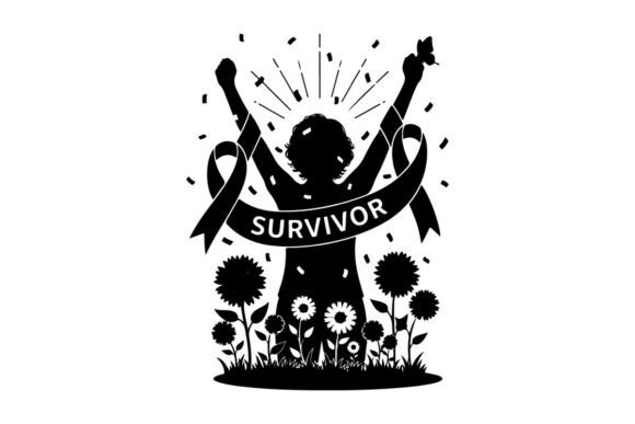 Silhouette of a Survivor with Flowers an Graphics