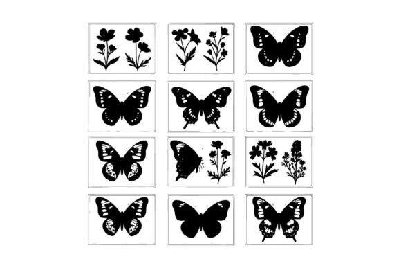 Silhouette of Butterflies and Flowers in Graphics