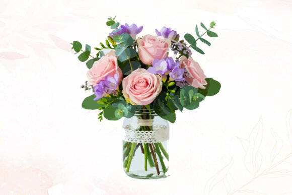Spring Flowers in Clear Lace Jar Graphics