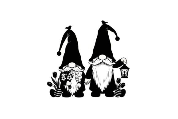 Two Gnomes Silhouette: Graphics & Illustrations