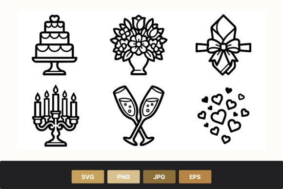 Wedding Cake & Champagne Graphics for Illustrations