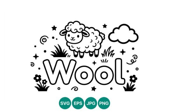 Wool Lettering with Sheep and Flowers: Graphics for Creative Projects